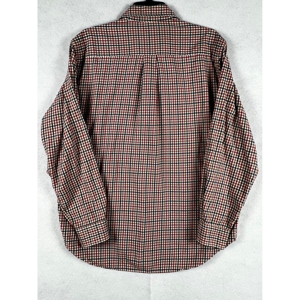 Vintage LL Bean Mens Large Red Navy Tattersall Check Button Down Made in USA - Picture 6 of 6